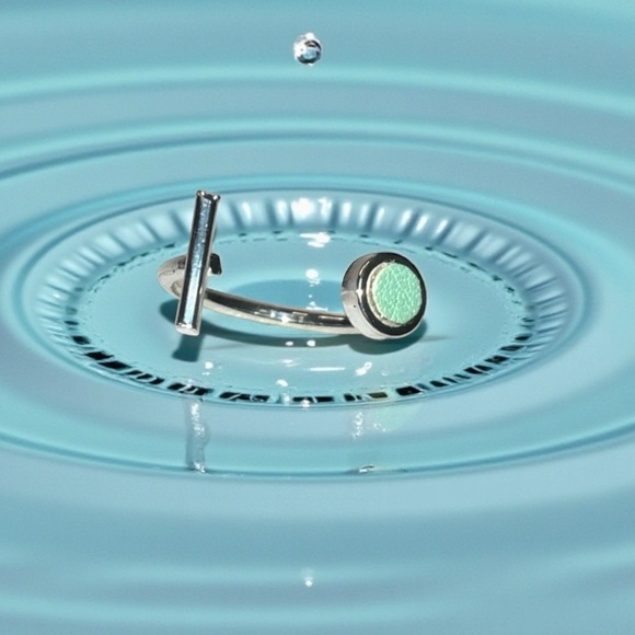 Jewelry - Silver/Leather Mint Dot Adjustable Ring